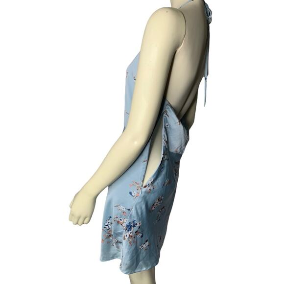 Cotton Candy LA Large Silky tie neck halter dress Empire waist Floral print - Picture 2 of 5